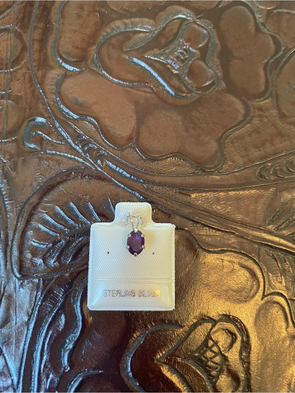 Sterling Silver Amethyst Oval Pendant - Picture 5 of 5